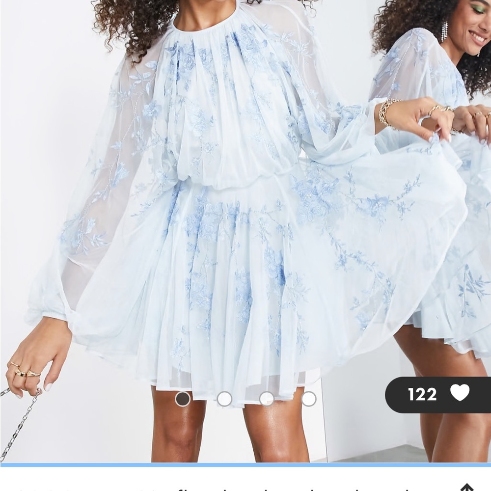 Sheer Blue Floral Dress